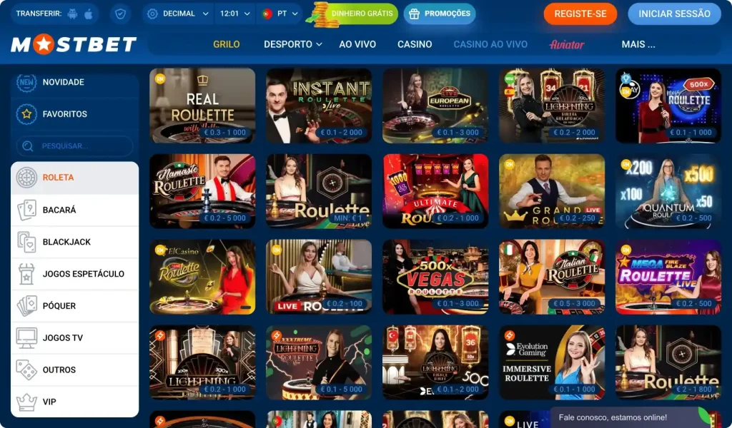 Casino ao vivo roleta