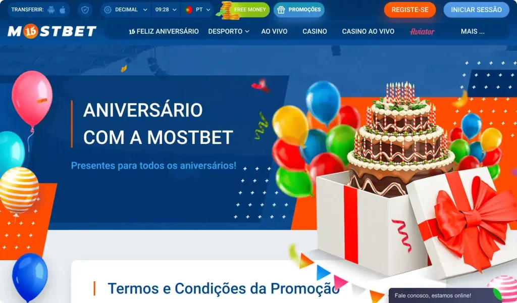 Aniversario com Mostbet