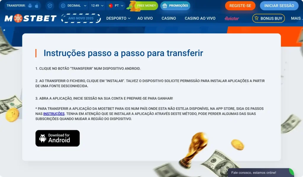 Como descarregar Mostbet casino no site oficial